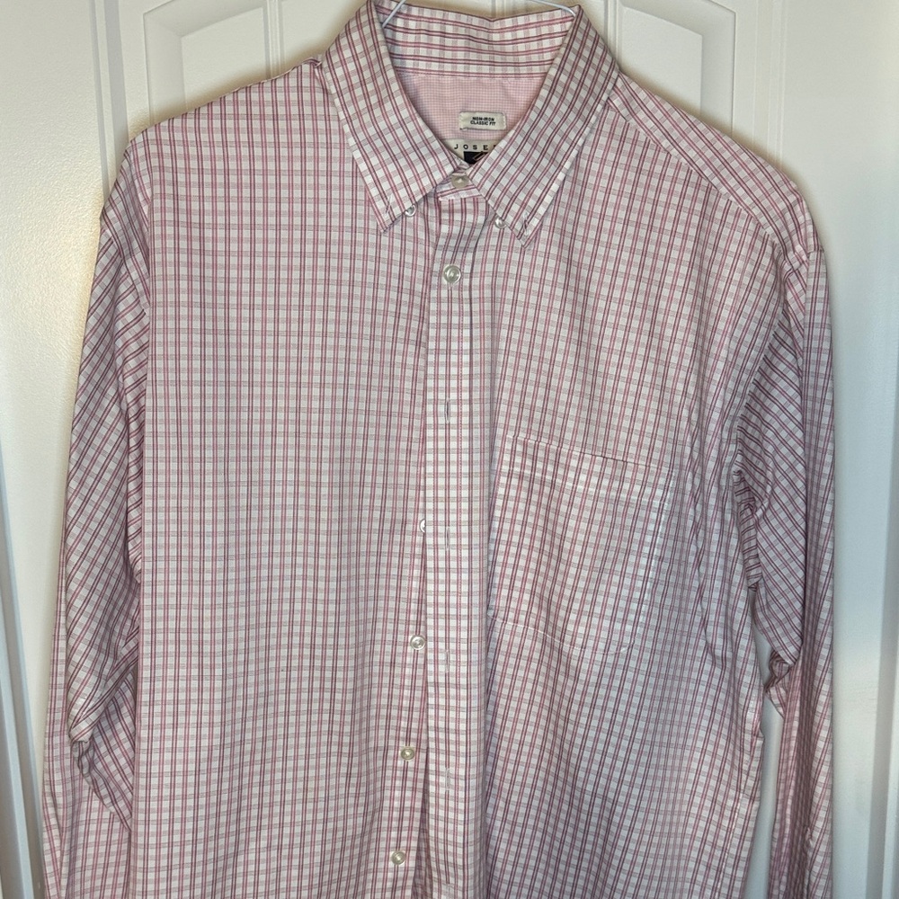 Joseph Abboud Men's Pink Checkered Button Down Shirt